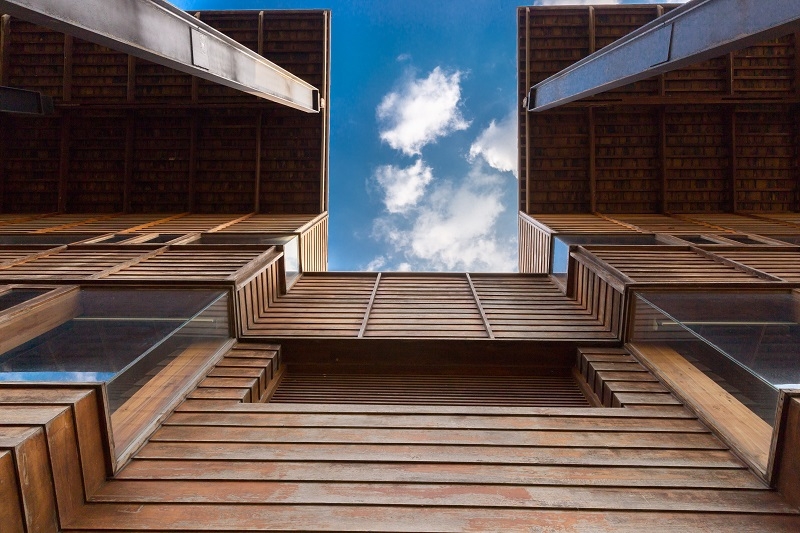 Cladding with sky above